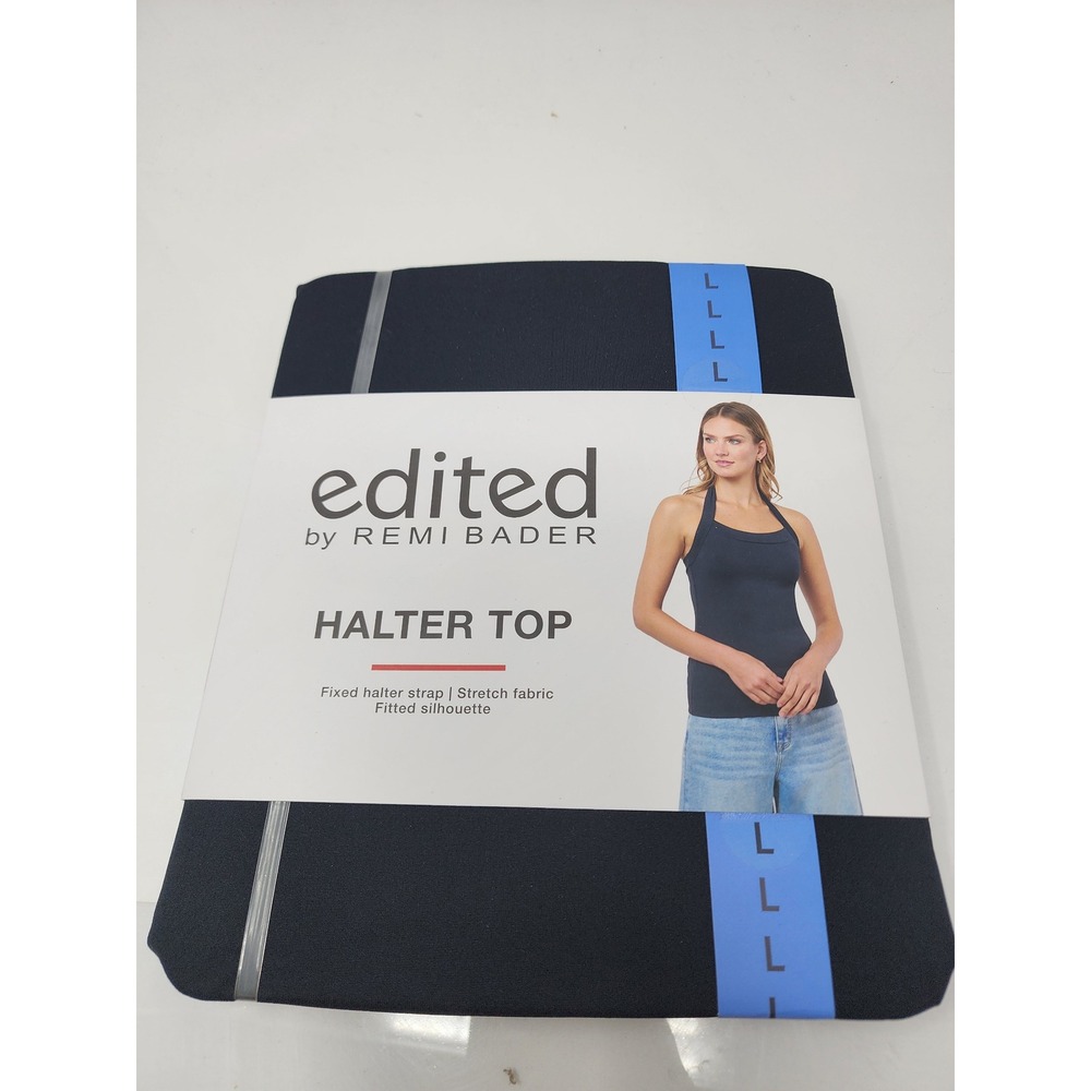 Edited by Remi Bader Womens Halter Top Black Nylon Blend Casual Size Large